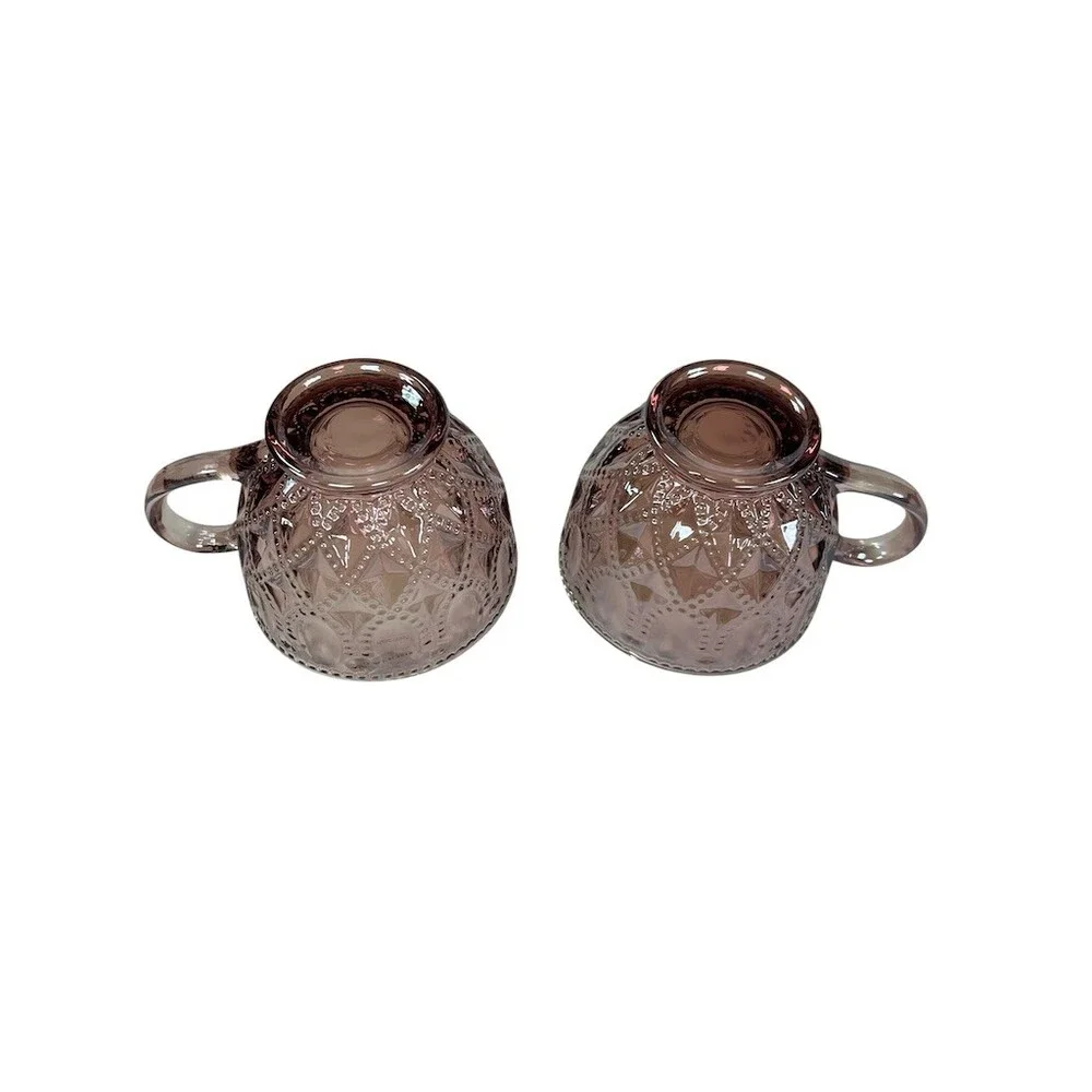 Godinger Saga Amethyst Coffee/Tea Mug Set of 2 Purple Embossed w/ Box